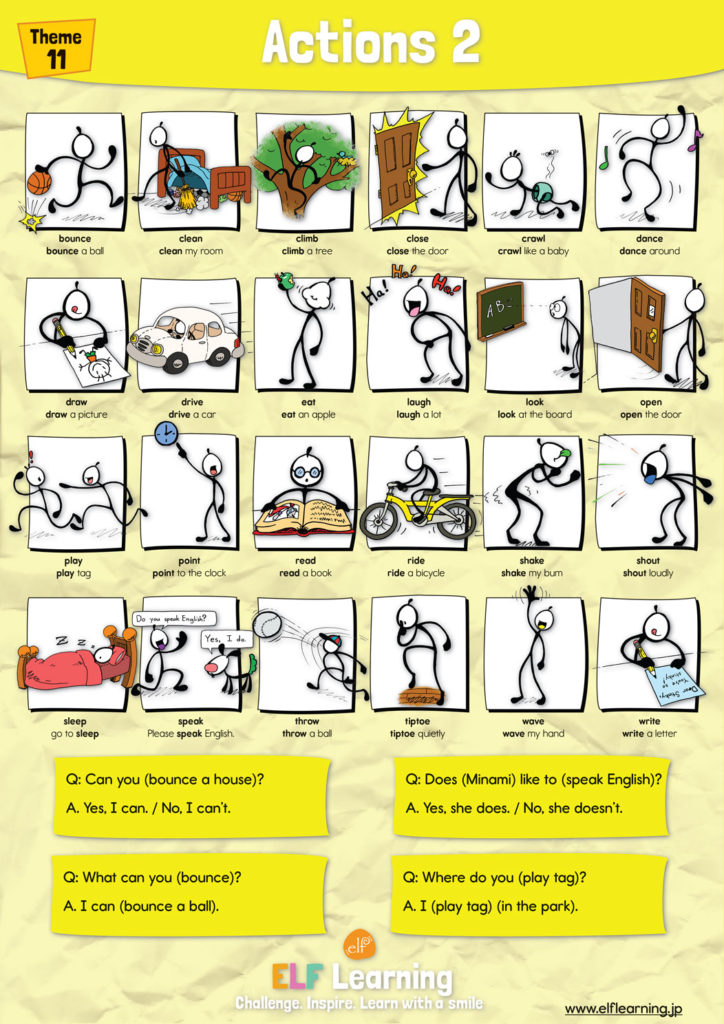 11 Action Verbs 2 Poster ELF Learning