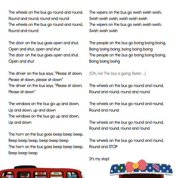 Classroom Classics "The Wheels on the Bus" Lyric Sheet ELF Learning