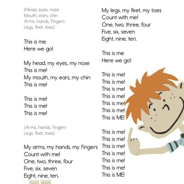 Kids Songs 1 Let's Take a Walk "This Is Me (fast)" Lyric Sheet ELF
